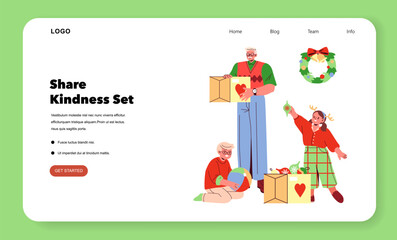 Family Sharing Kindness and Gifts Vector Illustration