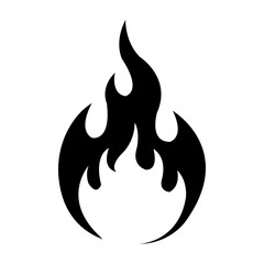 Stylized flame icon design in black, representing fire, energy, or passion. Ideal for use in dynamic, energetic, or motivational designs, symbolizing power and transformation