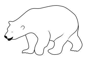 Minimal white polar bear silhouette illustration of arctic wildlife animal. Perfect as modern logo design, branding, prints, stickers and educational materials.