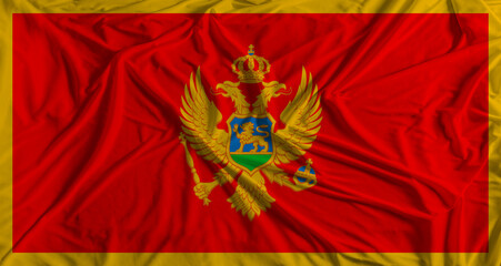 Montenegro flag with fabric texture background. National flag of Montenegro with cloth texture