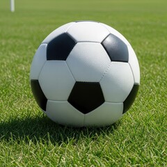 Fototapeta premium Soccer ball resting on lush green grass field during daytime