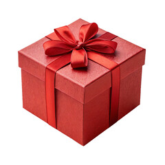 Closed red gift box with ribbon bow perfect for premium packaging festive gifts and celebrations