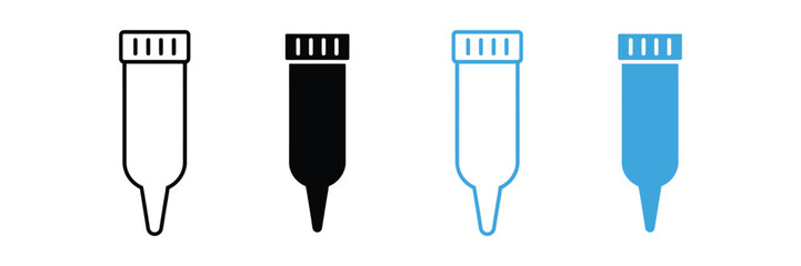 microcentrifuge tube icon set. eppendorf tube, laboratory equipment symbol. vector illustration 