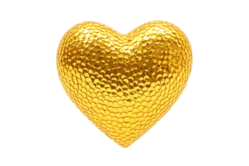 Textured golden heart shape isolated on white background