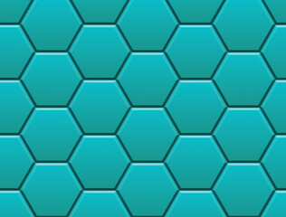 Seamless Teal Hexagon Pattern with 3D Effect