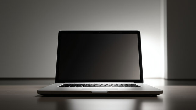 laptop on cement in moderm office