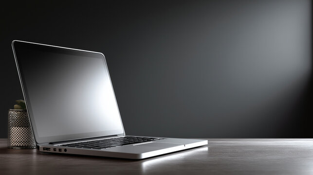 laptop on cement in moderm office