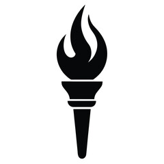 Torch icon classic hand fire solid flat vector minimalist design