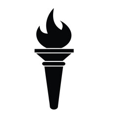 Torch icon classic hand fire solid flat vector minimalist design