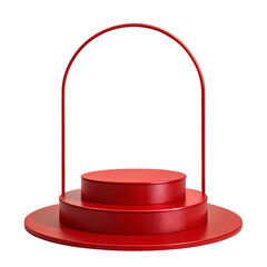 Minimal red display podium platform designed for product showcase branding and promotional visuals