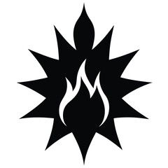 Fire star burst icon flame solid flat vector minimalist design