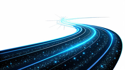 Futuristic glowing blue neon road path symbolizing speed technology innovation and digital progress