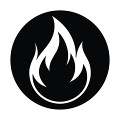 Fire flame icon circle round solid flat vector minimalist design