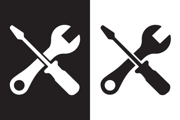 crossed wrench and screwdriver icon vector, repair service tools icon vector illustration