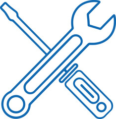 crossed wrench and screwdriver vector icon line art illustration