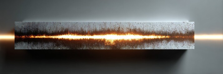 Modern abstract background with glowing ornament silhouette, fiery horizontal light streak, and textured surface for tech or creative branding