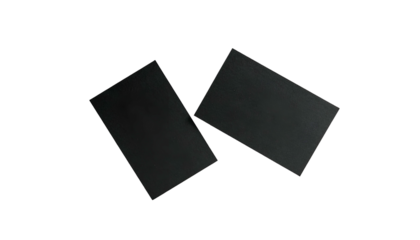 Two angled, black rectangular objects against a solid black background