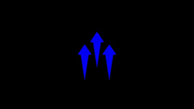 3 up arrow animation, 3 side scope alternative arrow animation. Directional arrow motion graphics. Upward pointing arrow 4k video footage