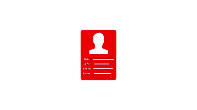 Animated ID card icon for identification, id card icon animation, NID card verify icon isolated.
