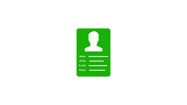 Animated ID card icon for identification, id card icon animation, NID card verify icon isolated.