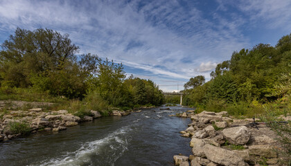 River with a bridge in the background