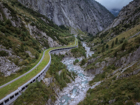 Schollenen Gorge (Schollenenschlucht) in Andermatt, Switzerland