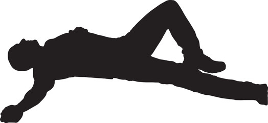 Naklejka premium vector, silhouette of a man lying on the floor face up relaxed