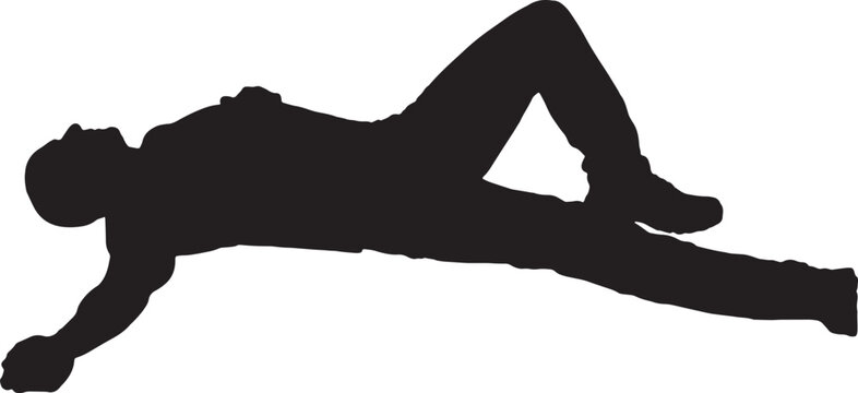 vector,  silhouette of a  man lying on the floor face up relaxed