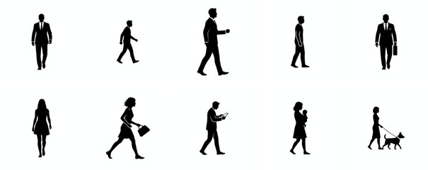 Silhouettes of people for digital model of architecture and urbanism Vector illustration
