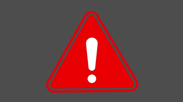 Animated red alert icon on dark screen background in 4k