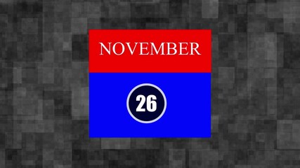November 26th calendar page with textured background