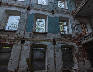 The building is old and has a lot of damage