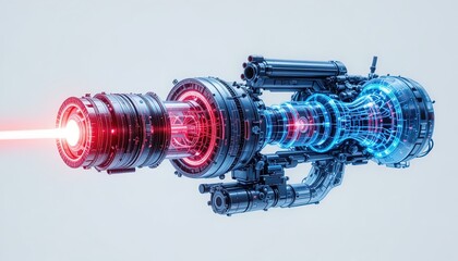 Futuristic weapon design with glowing energy beam, perfect for science fiction concept art and cutting-edge tech visualizations, ideal for gaming or movie projects