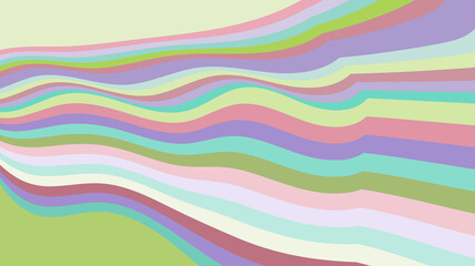Pastel Waves Abstract Design: Soft Curving Lines in Green, Pink, Purple, and Beige Artistic Background
