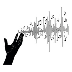 hand with musical notes