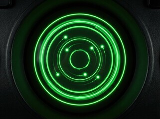 Futuristic Green Radar or Sonar Display Scanning for Targets on a Black Background