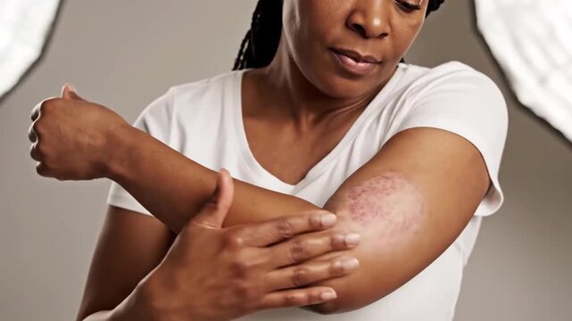 Woman Visibly Applying Cream To Soothe An Inflamed Condition On Her Arm For Relief