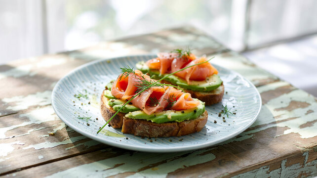 A few slices of smoked salmon elevate the avocado tost to a brunch-worthy dish