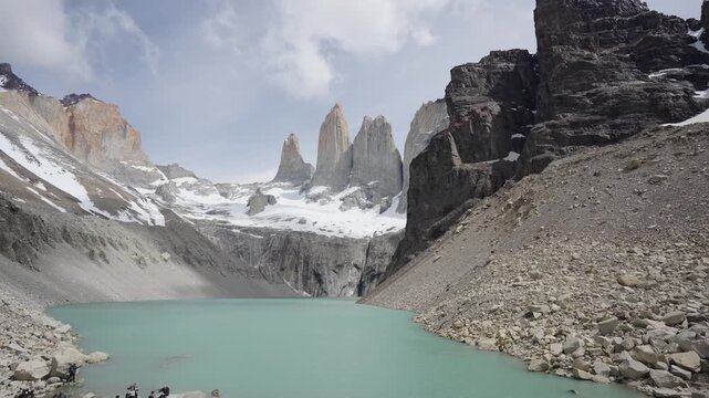 Time lapse of Torres del Paine towers in Patagonia, Chile