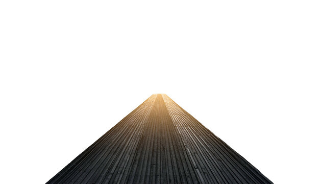 A straight road perspective converges into a light source against a black backdrop
