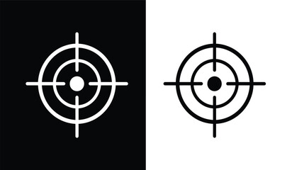 this image displays a stark visual contrast between two identical crosshair target symbols one set against a black background and the other on white