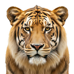 Fototapeta premium Close up portrait of a Bengal tiger face with black stripes big cat feline