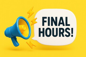 Final hours sale promotional banner featuring megaphone alert icon in bright bold modern layout style