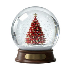 Snow Globe With Red Christmas Tree And Snow