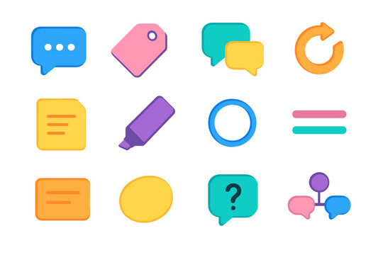 Isometric Communication Icons. Communication Support Set isometric flat set: message cue, context tag, clarifying bubble, paraphrase arrow, summary icon, emphasis marker, open