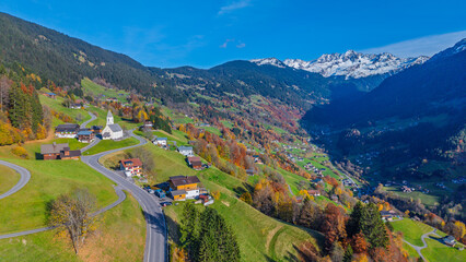 The village of Kristberg Montafon Valley, State of Vorarlberg, Austria, Drone Photography