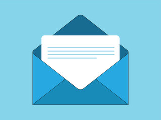 Realistic Open Envelope with Letter and Message.