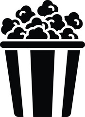 Black silhouette of a bucket filled with popcorn snack food