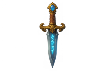 Magic dagger with an intricate handle and shimmering blade, ideal for rpg video games, apps, and fantasy concepts