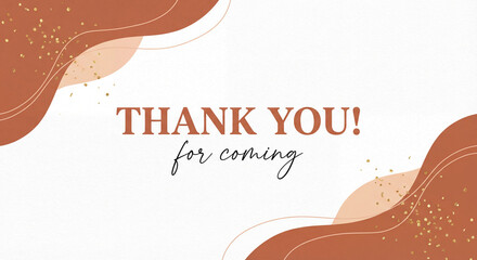 Bohemian thank you for coming card with abstract shapes and gold glitter
